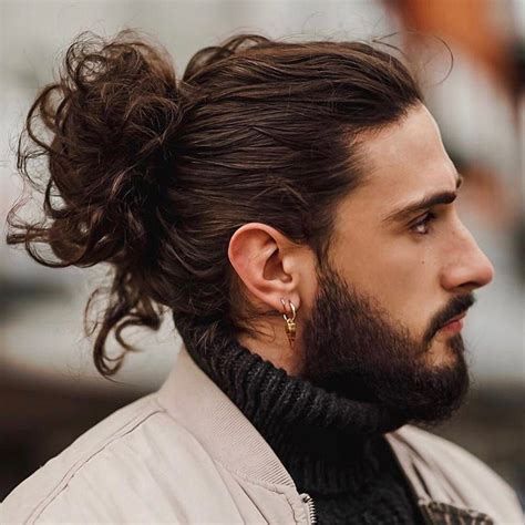 hair bun man|man bun for curly hair.